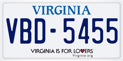 VA license plate VBD5455