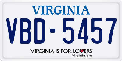 VA license plate VBD5457