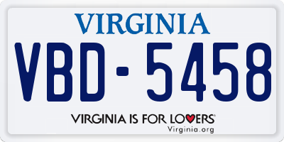 VA license plate VBD5458