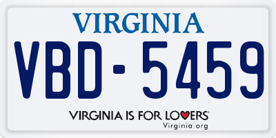 VA license plate VBD5459