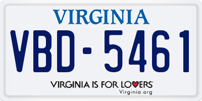 VA license plate VBD5461
