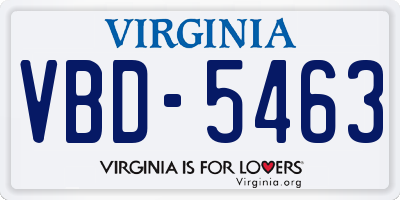 VA license plate VBD5463