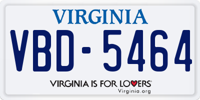 VA license plate VBD5464