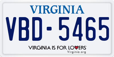 VA license plate VBD5465