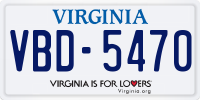 VA license plate VBD5470