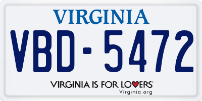 VA license plate VBD5472