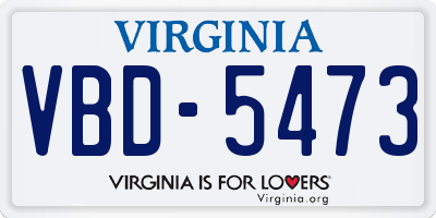 VA license plate VBD5473