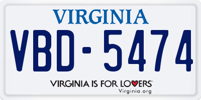VA license plate VBD5474