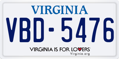 VA license plate VBD5476