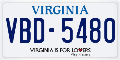 VA license plate VBD5480