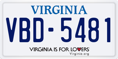 VA license plate VBD5481