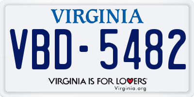 VA license plate VBD5482