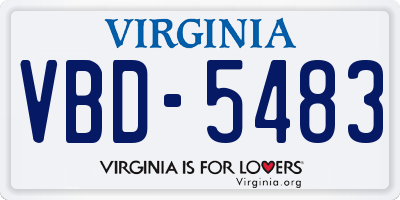 VA license plate VBD5483