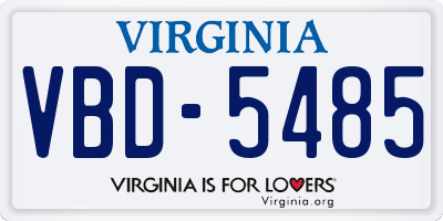 VA license plate VBD5485