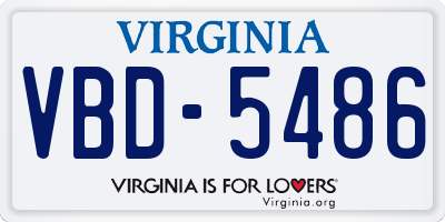 VA license plate VBD5486