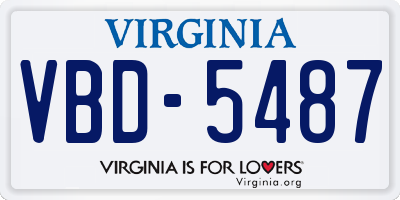 VA license plate VBD5487