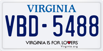 VA license plate VBD5488