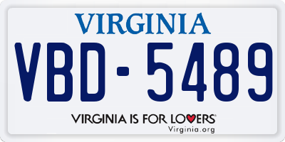 VA license plate VBD5489