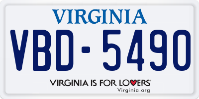 VA license plate VBD5490