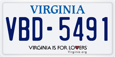 VA license plate VBD5491