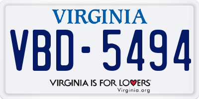 VA license plate VBD5494