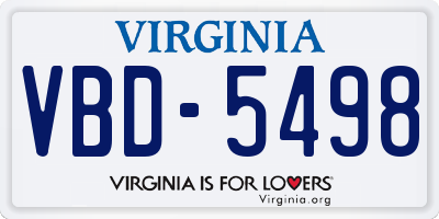 VA license plate VBD5498
