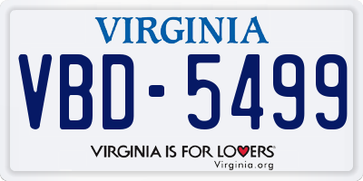 VA license plate VBD5499