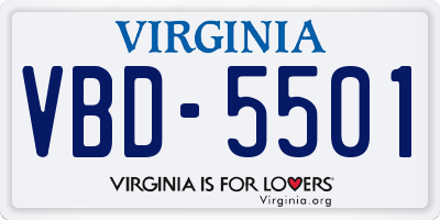 VA license plate VBD5501