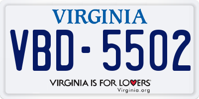 VA license plate VBD5502