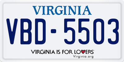 VA license plate VBD5503