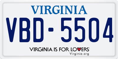 VA license plate VBD5504