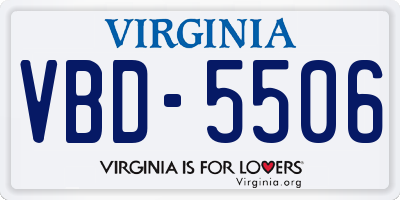 VA license plate VBD5506