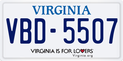 VA license plate VBD5507