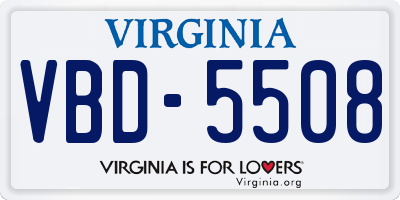 VA license plate VBD5508