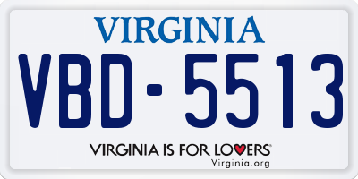 VA license plate VBD5513