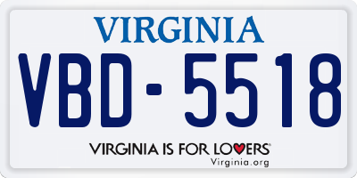 VA license plate VBD5518