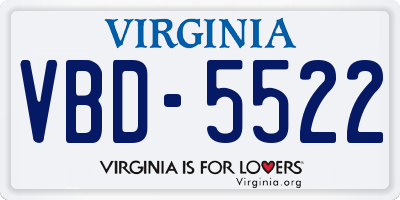 VA license plate VBD5522