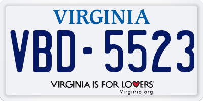 VA license plate VBD5523
