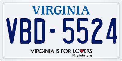 VA license plate VBD5524