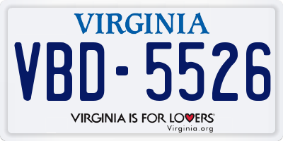 VA license plate VBD5526