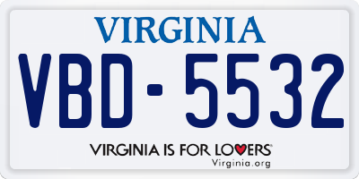 VA license plate VBD5532