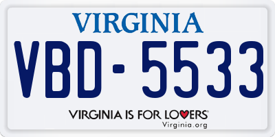 VA license plate VBD5533