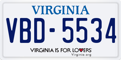 VA license plate VBD5534