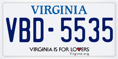 VA license plate VBD5535