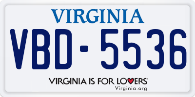 VA license plate VBD5536