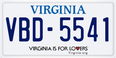 VA license plate VBD5541