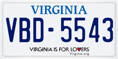 VA license plate VBD5543