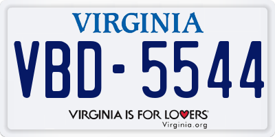 VA license plate VBD5544