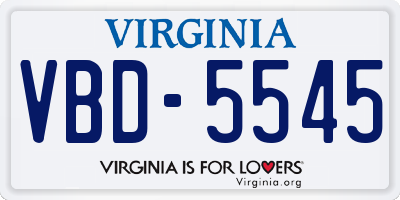 VA license plate VBD5545