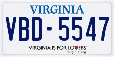 VA license plate VBD5547